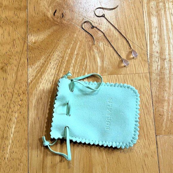 Vtg Rose Quartz Teardrop Shoulder Duster Earrings Borealis Jewelry of New York - Picture 5 of 7